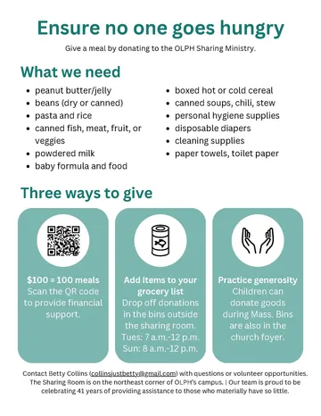 Sharing Room Donation Flyer 2024